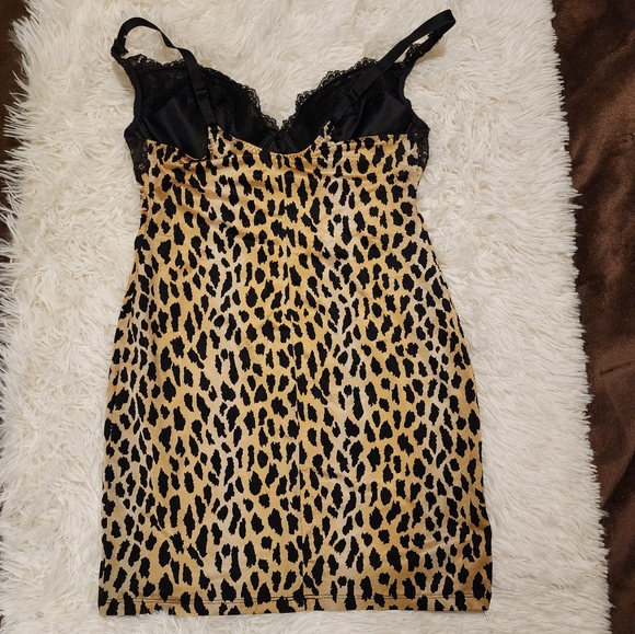 VINTAGE VICTORIAS SECRET 2ND SKIN ANIMAL PRINT MIRACLE BRA DRESS/SLIP 36C - Picture 8 of 16